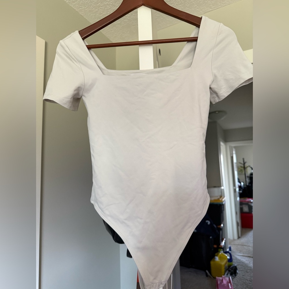 Babaton white  Square Neck Bodysuit